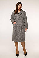 Жіноче пальто демісезонне з капюшоном В-1120 Bouclet Alpaca AGU Тон 105