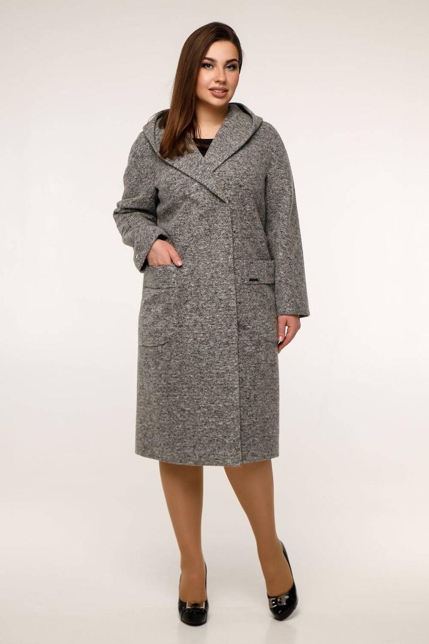 Жіноче пальто демісезонне з капюшоном В-1120 Bouclet Alpaca AGU Тон 105, фото 1