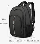 Рюкзак Tigernu, антизлодій, водостійкий, USB підзаряджання, сірий, кодовий замок, фото 2
