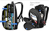 Рюкзак Tigernu, антизлодій, водостійкий, USB підзаряджання, сірий, кодовий замок, фото 3