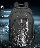 Рюкзак Tigernu, протикрадій, водостійкий, USB підзарядка, сірий, кодовий замок, фото 4