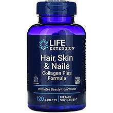 Вітаміни для волосся, шкіри та нігтів Life Extension "Hair, Skin & Nails Collagen Plus" (120 таблеток)