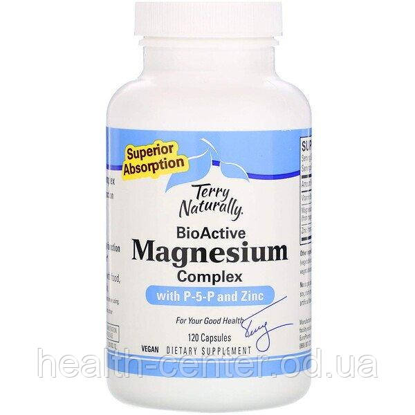 Магній хелат гліцинат + P-5-P (магній В6) 120 капсул для серця нервів антистрес Terry Naturally США