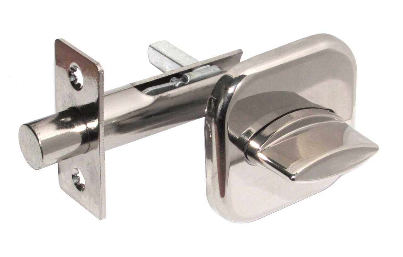 Засувка для вхідних дверей квадратна DL-02 з поворотником (аналог засувки 256) Нікель, фото 1