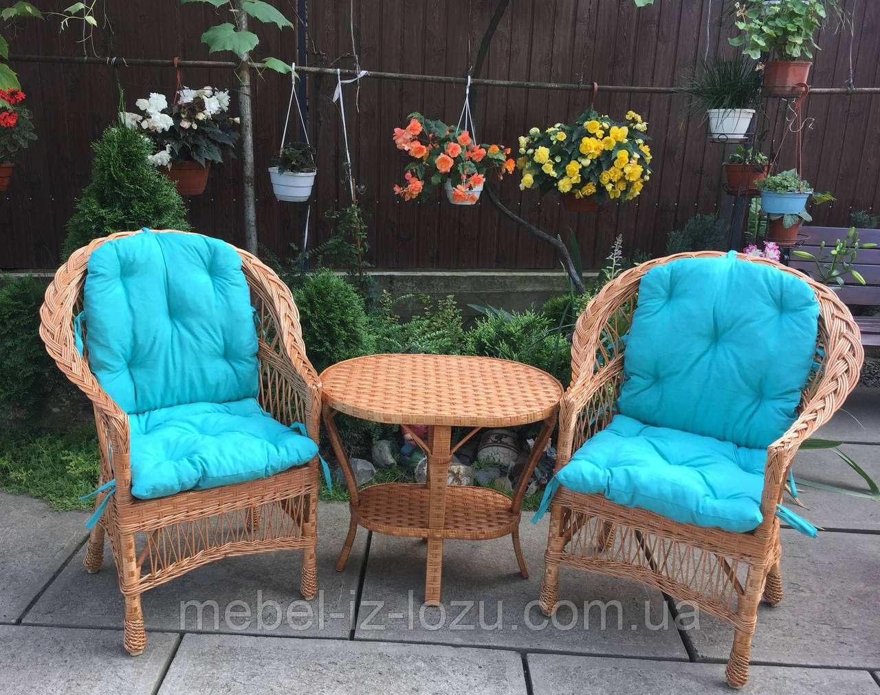 2 кресла "Обычных" с голубыми подушками + овальный столик "Краб" - фото 2 - id-p1551142011