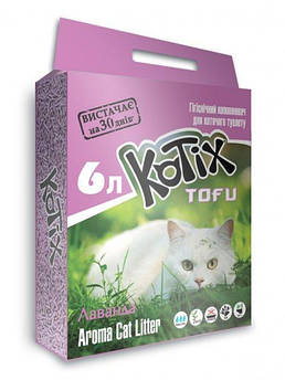Соєвий наповнювач для котячого туалету, з ароматом лаванди Kotix Tofu 6 л