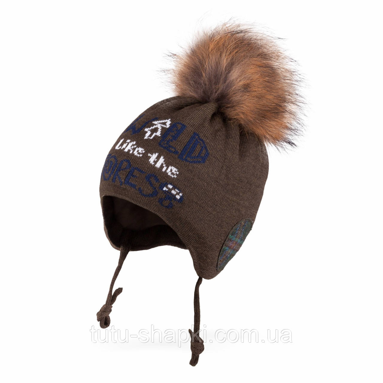 Зимова шапка для хлопчика з помпоном єнот TuTu арт. 3-005192( 44-48)