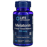 Мелатонін тривалого вивільнення Life Extension "Melatonin 6 Hour Timed Release" 300 мкг (100 таблеток)