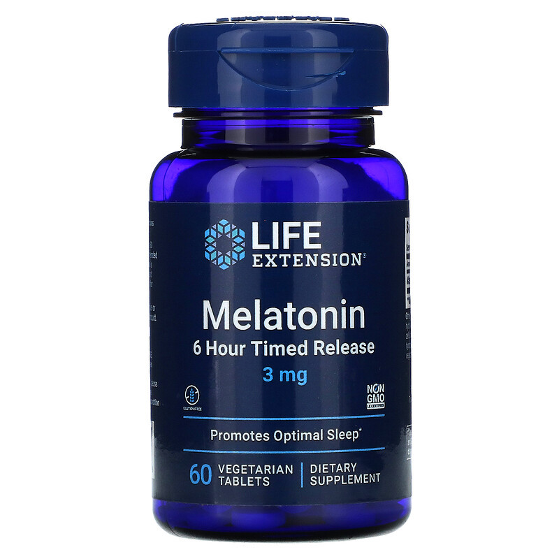 Мелатонін тривалого вивільнення Life Extension "Melatonin 6 Hour Timed Release" 3 мг (60 таблеток)