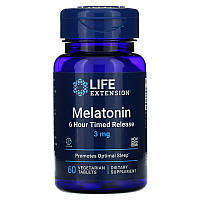 Мелатонин длительного высвобождения Life Extension "Melatonin 6 Hour Timed Release" 3 мг (60 таблеток)