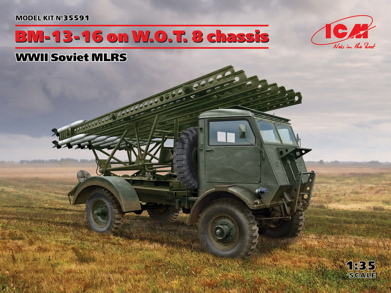 Пластикова модель 1/35 ICM 35591 радянска БМ-13-16 на шасі Британської вантажівки W.O.T. 8, фото 1