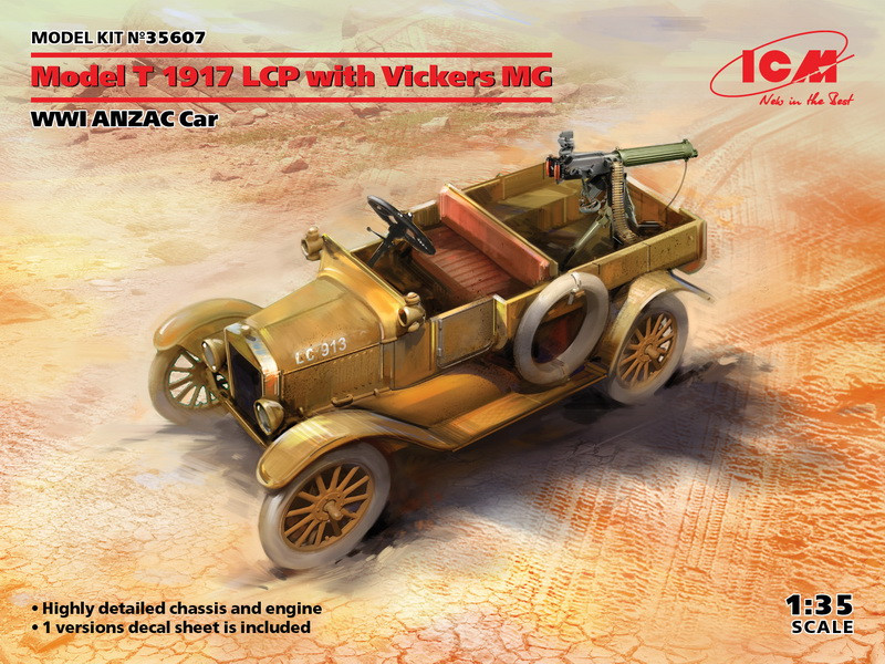 1/35 ICM 35607 американський автомобыль Model T 1917 з кулеметом Vickers MG, фото 1