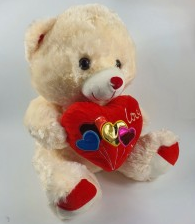 Плюшевий Ведмедик із серцем, що говорить, два кольори, висота 40 см, фото 1