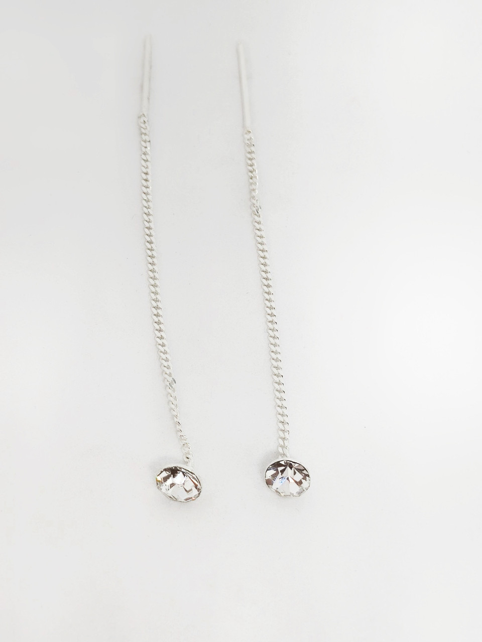 Сережки-протяжки зі срібла 925 з цирконами