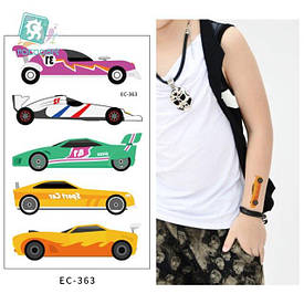 Флеш Тату, 12*8 См. Тимчасова. Перевідна. Дитячі. Набір, Транспорт, Автомобілі, Автомобілі, Ec-363 (S)