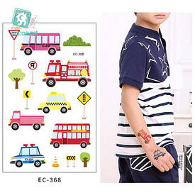 Флеш Тату, 12*8 См. Тимчасова. Перевідна. Дитячі. Набір, Транспорт, Автомобілі, Автомобілі, Ec-368 (S)