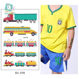 Флеш Тату, 12*8 См. Тимчасова. Перевідна. Дитячі. Набір, Транспорт, Автомобілі, Автомобілі, Поїзди, Ec-370 (S)