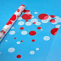 Пленка с рисунком "Шары-2" красные+белые на прозрачном (60 см, 400 г)