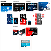 MicroSD Карты памяти 64Gb Class 10 + SD-адаптер