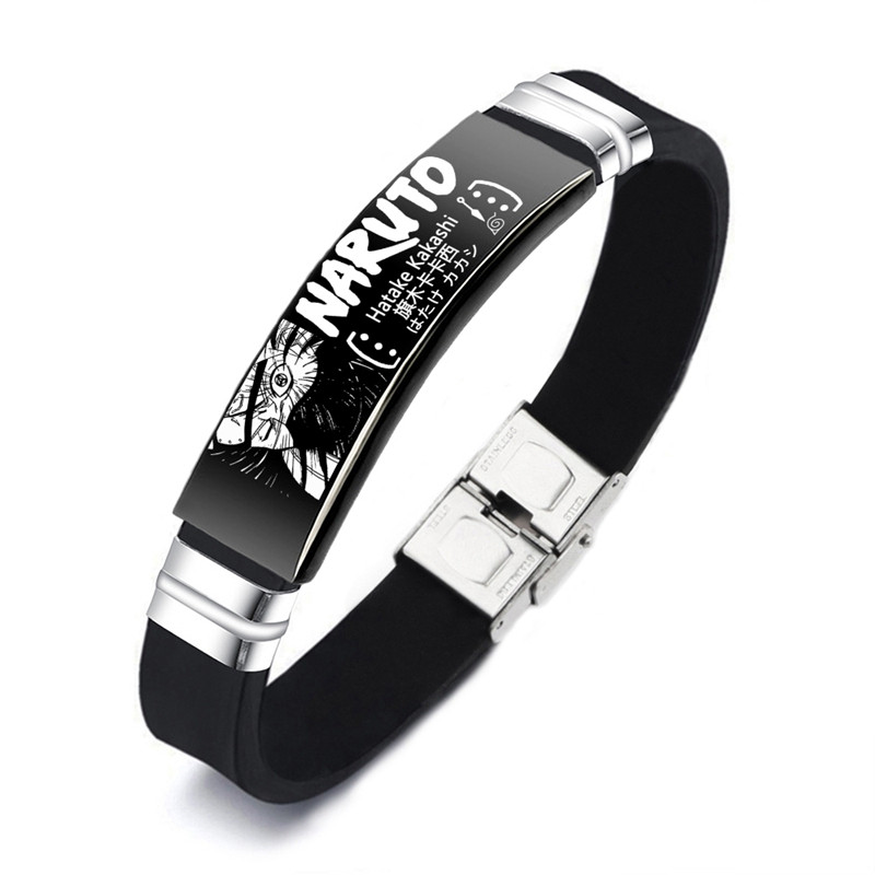 Браслет NARUTO "Hatake Kakashi" з нержавіючої медичної сталі на силіконовому ремінці, фото 1