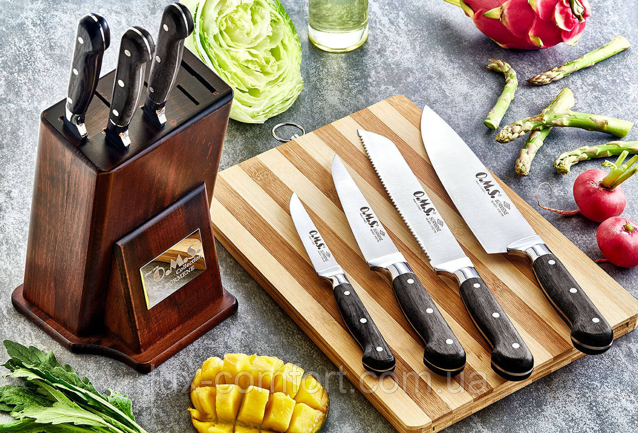 Набір ножів з нержавіючої сталі з дерев'яними ручками з 8 предметів OMS 6160ART - Lux-Comfort