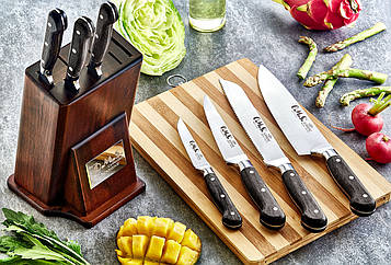Набір ножів з нержавіючої сталі з дерев'яними ручками з 8 предметів OMS 6160ART - MiniLavka