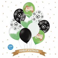 08 НАБІР ПОВІТРЯНИХ КУЛЬ 12" BELBAL-ББ Happy Birthday - Футбол (10шт)