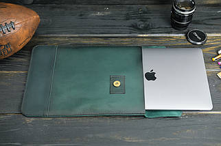 Шкіряний чохол для MacBook Air 13" (2018-2021) Дизайн №21, натуральна шкіра італійський Краст, колір Зелений, фото 3