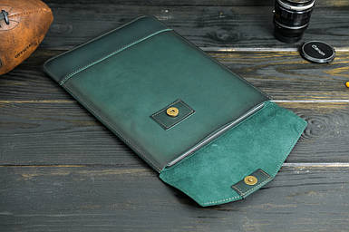 Шкіряний чохол для MacBook Air 13" (2018-2021) Дизайн №21, натуральна шкіра італійський Краст, колір Зелений