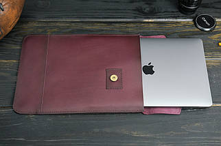 Шкіряний чохол для MacBook Air 13" (2018-2021) Дизайн №21, натуральна шкіра італійський Краст, колір Бордо, фото 3