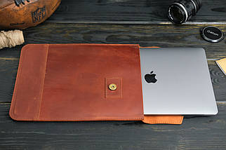Чохол для MacBook Дизайн №21 з натуральної шкіри колір Коньяк, фото 4