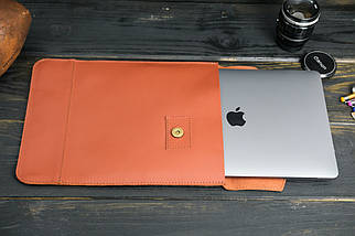 Шкіряний чохол для MacBook Air 13" (2018-2021) Дизайн №21, шкіра Grand, колір коричневий, відтінок Коньяк, фото 4