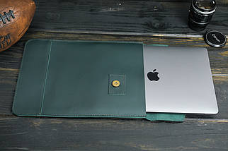Шкіряний чохол для MacBook Air 13" (2018-2021) Дизайн №21, натуральна шкіра Grand, колір Зелений, фото 3