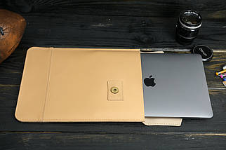 Шкіряний чохол для MacBook Air 13" (2018-2021) Дизайн №21, натуральна шкіра Grand, колір Бежевий, фото 4
