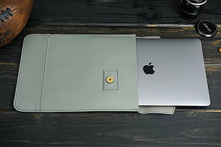 Шкіряний чохол для MacBook Air 13" (2018-2021) Дизайн №21, натуральна шкіра Grand, колір Сірий, фото 3