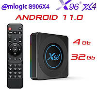 X96 X4 4гб 32Гб S905X4 Смарт ТВ-Приставка + Антена + Фільми ANDROID 11