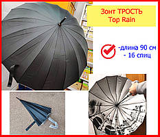 Парасолька-тростина Top Rain напівавтомат 16 спиць Чорна, купол з малюнком міста, парасолька 90 см, парасолька від дощу, унісекс