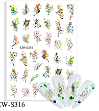 Слайдер, наклейка для дизайну нігтів YZW-S316, весна