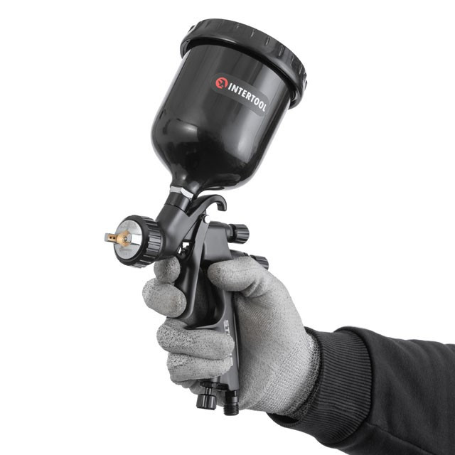 Пневматичний фарбопульт HVLP BLACK M-DIAMOND, фарбопульт об'ємом 600 мл INTERTOOL PT-0168, фото 1