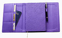 Ежедневник в элитной обложке с тиснением, не датированный А5, с отделениями для документов, фиолетовый