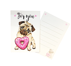 001 МІНІ-ЛИСТІВКА For you - цуценя з пончиком (10*7 см)