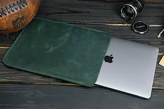 Чохол для MacBook Дизайн №1 з натуральної шкіри колір Зелений, фото 3