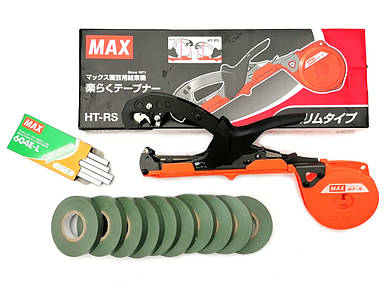 Степлер для рослин MAX Tapener HT-RS + Італійська стрічка 10 шт + Оригінальні скоби - Тапенер Акційний Набір