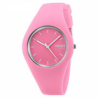 Жіночий оригінальний наручний годинник Skmei 9068 Rubber (Світло-рожевий)