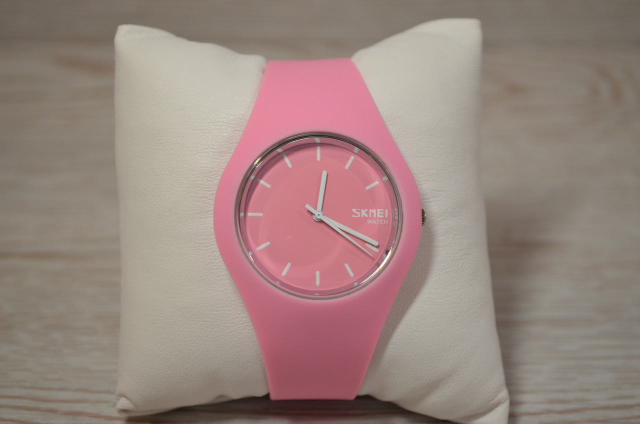 Женские оригинальные наручные часы Skmei 9068 Rubber (Светло-розовый) - фото 4 - id-p1551448621