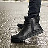Зимові чоловічі УГГІ Calvin Klein чорні UGG Black шкіряні високі на замку теплі, фото 4