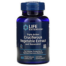 Комплекс для гормонального балансу Life Extension "Cruciferous Vegetable Extract" з ресвератролом (60 капсул)