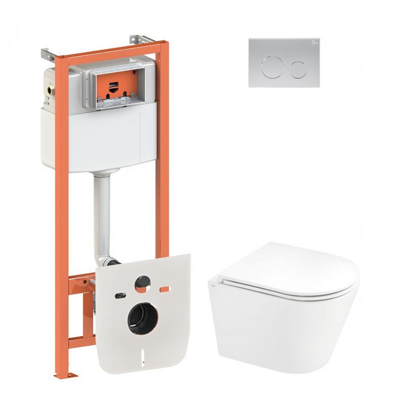 Набір Qtap-інсталяція 4 в 1 з панеллю змиву Nest (QT0133M425 + QT0111M11111SAT) + унітаз із сидінням Scorpio