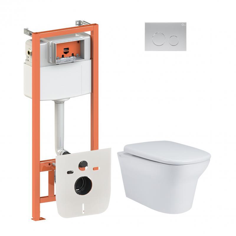 Набір Qtap-інсталяція 4 в 1 з панеллю змиву Nest (QT0133M425 + QT0111M11111SAT) + унітаз із сидінням Gemini, фото 1