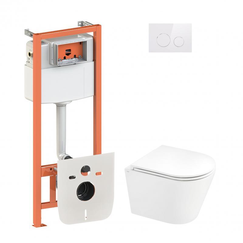 Набір Qtap-інсталяція 4 в 1 з панеллю змиву Nest (QT0133M425 + QT0111M11110W) + унітаз із сидінням Scorpio, фото 1